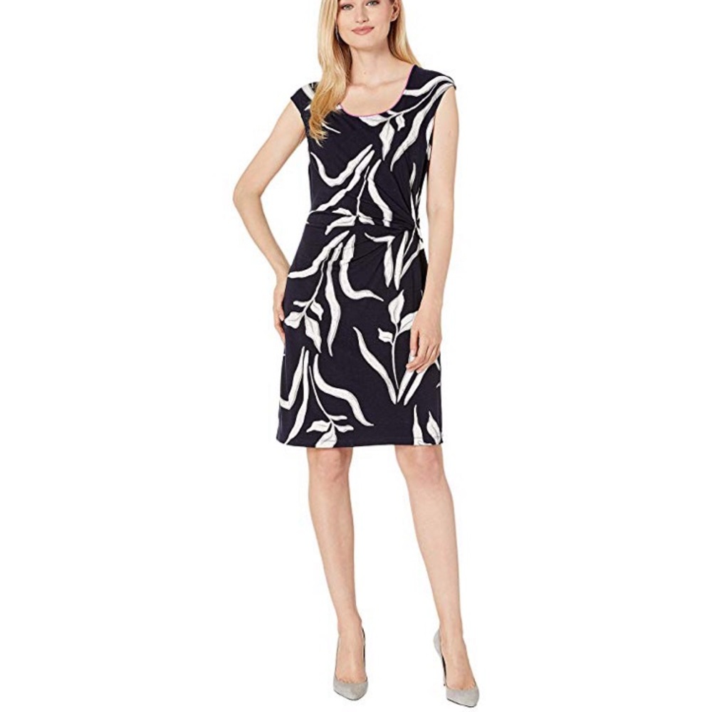 NIC+ZOE Black and White Sheath Dress with Sweetheart Neckline
